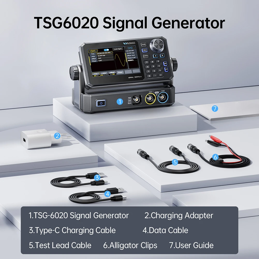 TSG6020 60MHz Dual Channel Fun - огляд і ціна Dual Channel Arbitrary Waveform Function Generator 60Mhz