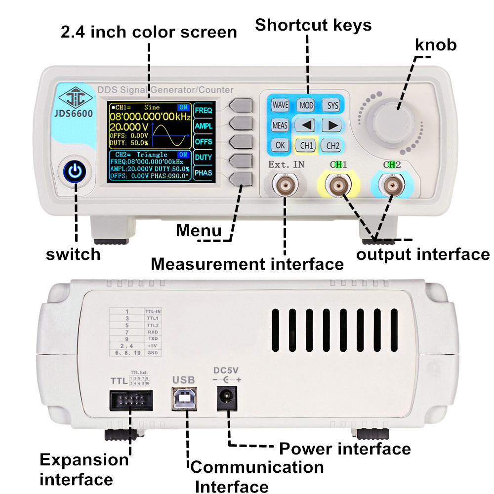 JDS6600 15/30/40/50/60MHz DDS  - огляд і ціна Dual Channel Arbitrary Waveform Function Generator 60Mhz