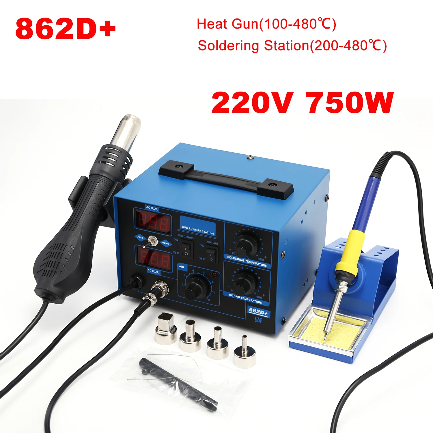 862D+ Soldering Station 2 In 1 - огляд і ціна Smd Rework Station Hot Air Soldering 2 In 1