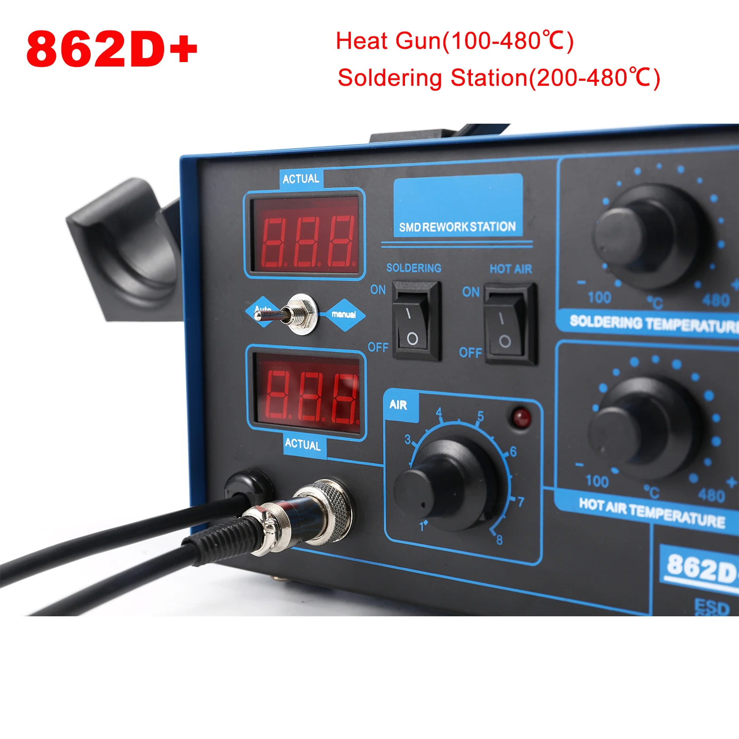 862D+ Soldering Station 2 In 1 - огляд і ціна Smd Rework Station Hot Air Soldering 2 In 1