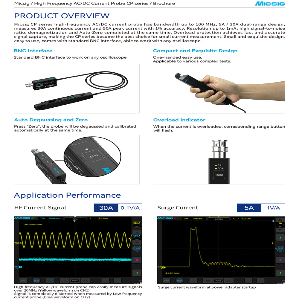 Micsig CP1003B CP503B High Fre - огляд і ціна Current Probe Ac Dc 50Mhz Oscilloscope