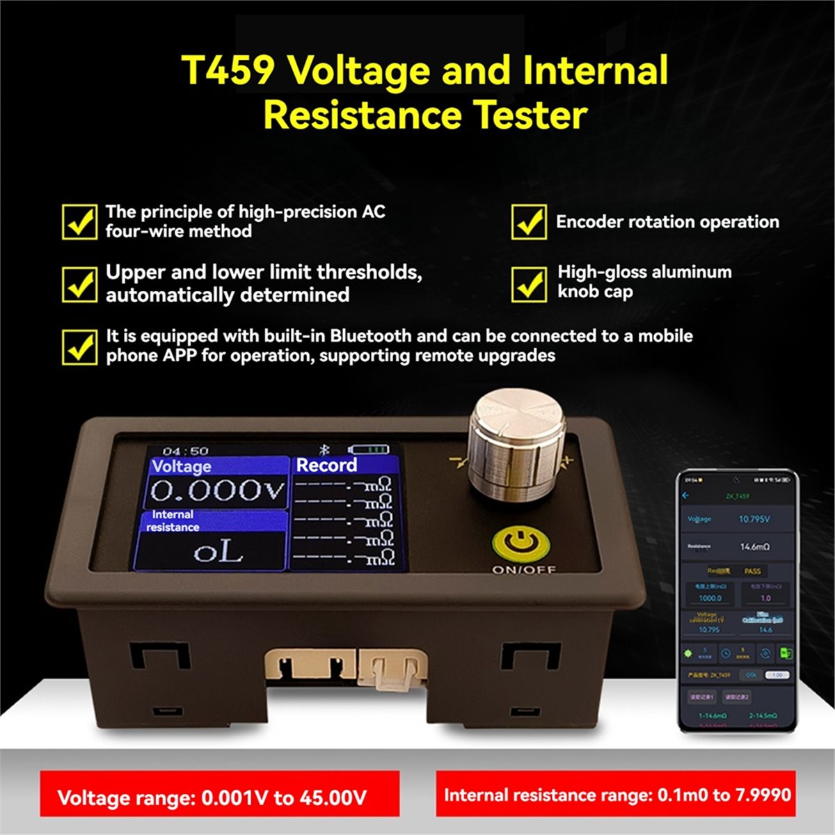 ABGN T459 DC 5V Four-Wire Batt - огляд і ціна Battery Internal Resistance Tester Four Wire