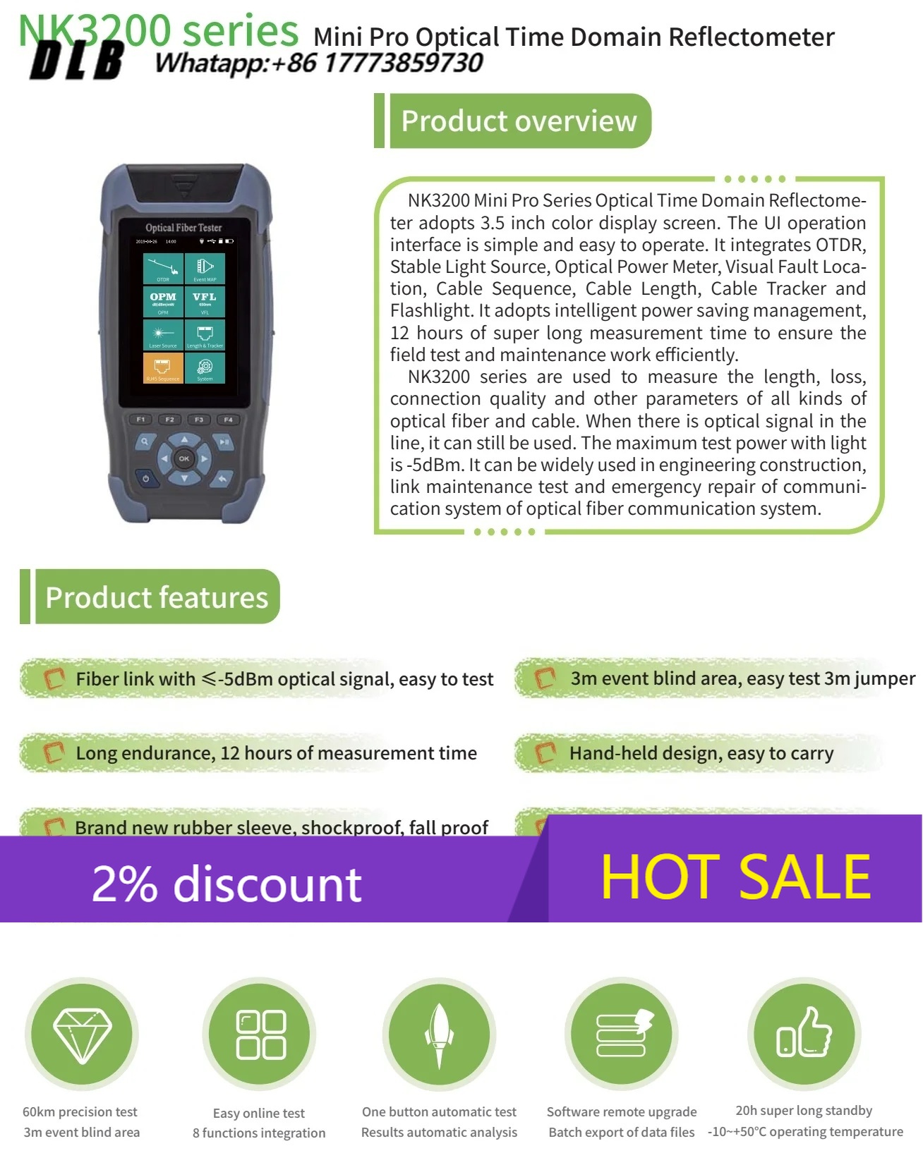 NK3200D OTDR Optical Time Doma - огляд і ціна Optical Time Domain Reflectometer Otdr 1310 1550Nm